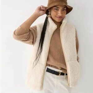 J. Crew Collection Cream Sherpa Fleece Vest